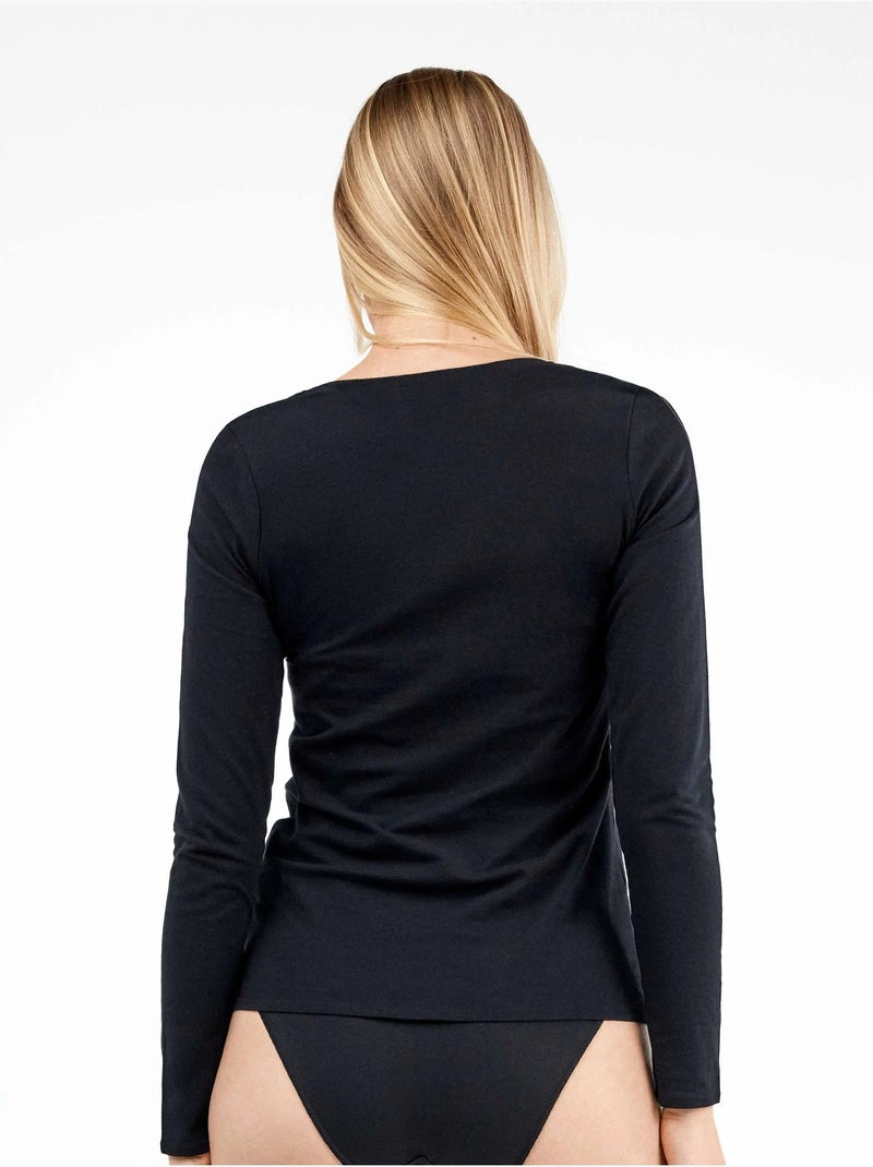 T-shirt intérieur manches longues coton biologique Noir - Kiabi