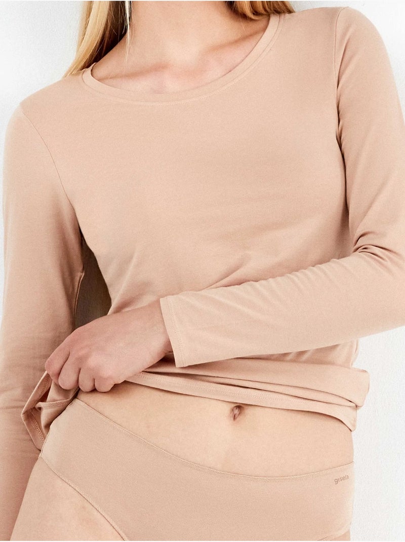 T-shirt intérieur manches longues coton biologique Rose - Kiabi