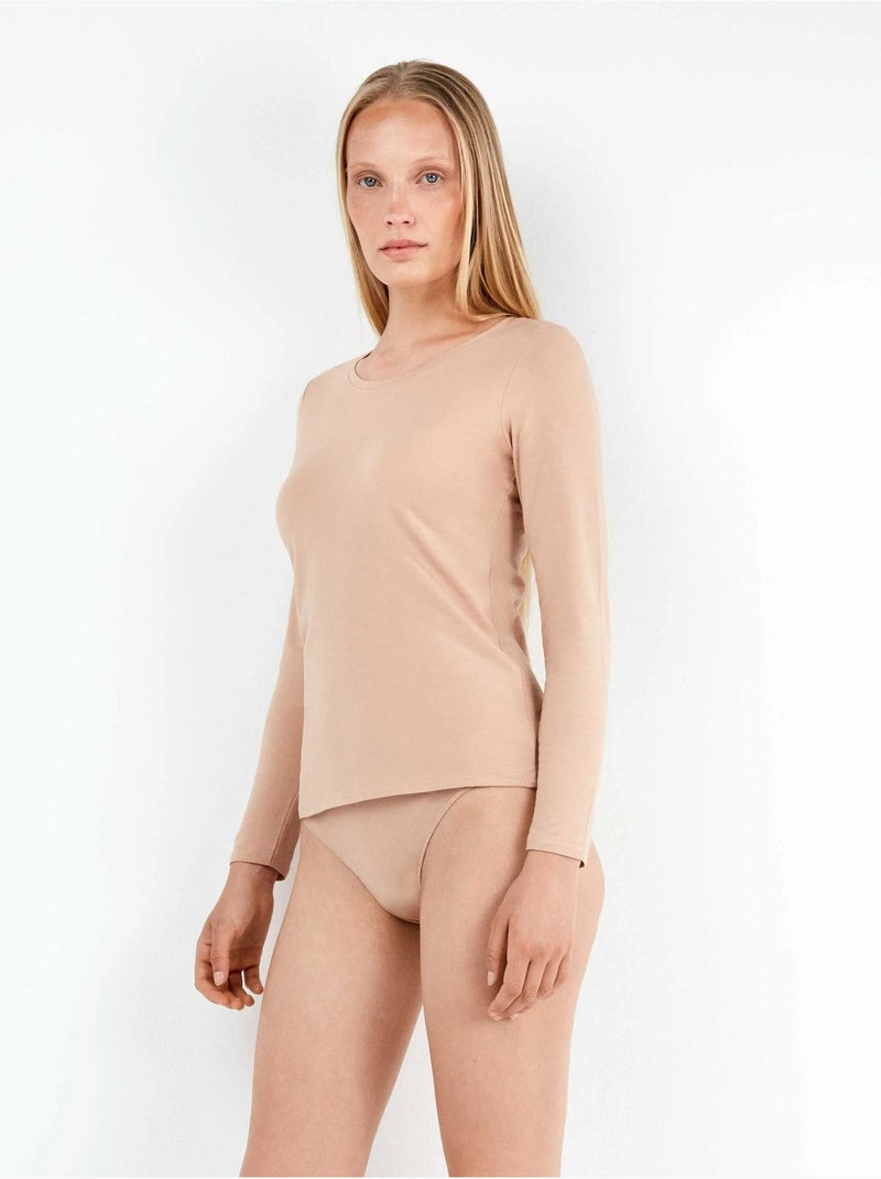 T-shirt intérieur manches longues coton biologique Rose - Kiabi