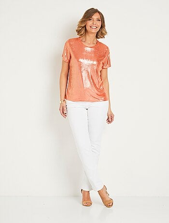 T-shirt irisé manches courtes col rond