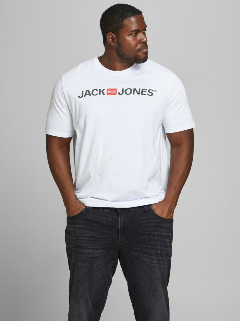 T-shirt Jack & Jones Col Ras-du-cou Ecorp Logo Blanc - Kiabi