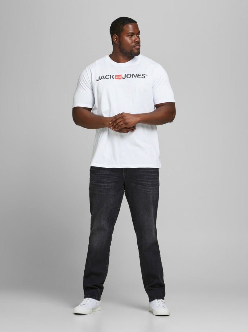 T-shirt Jack & Jones Col Ras-du-cou Ecorp Logo Blanc - Kiabi