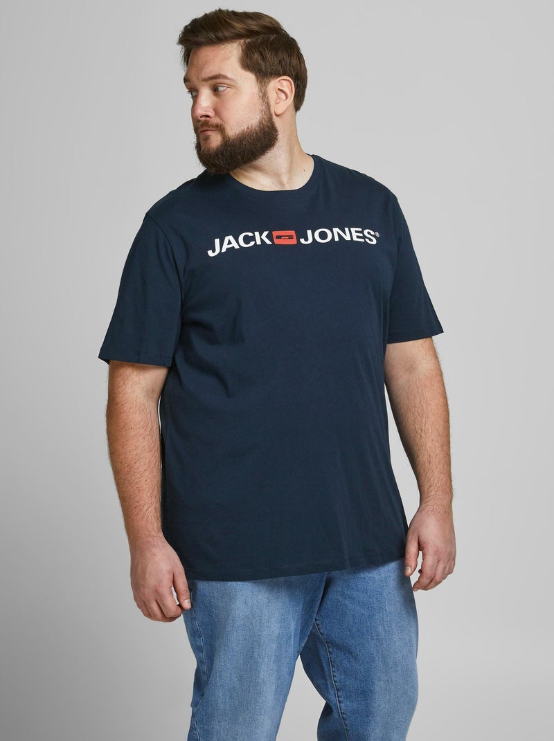 T-shirt Jack & Jones Col Ras-du-cou Ecorp Logo Bleu - Kiabi