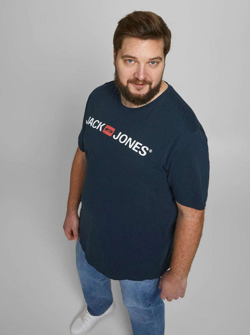 T-shirt Jack & Jones Col Ras-du-cou Ecorp Logo Bleu - Kiabi