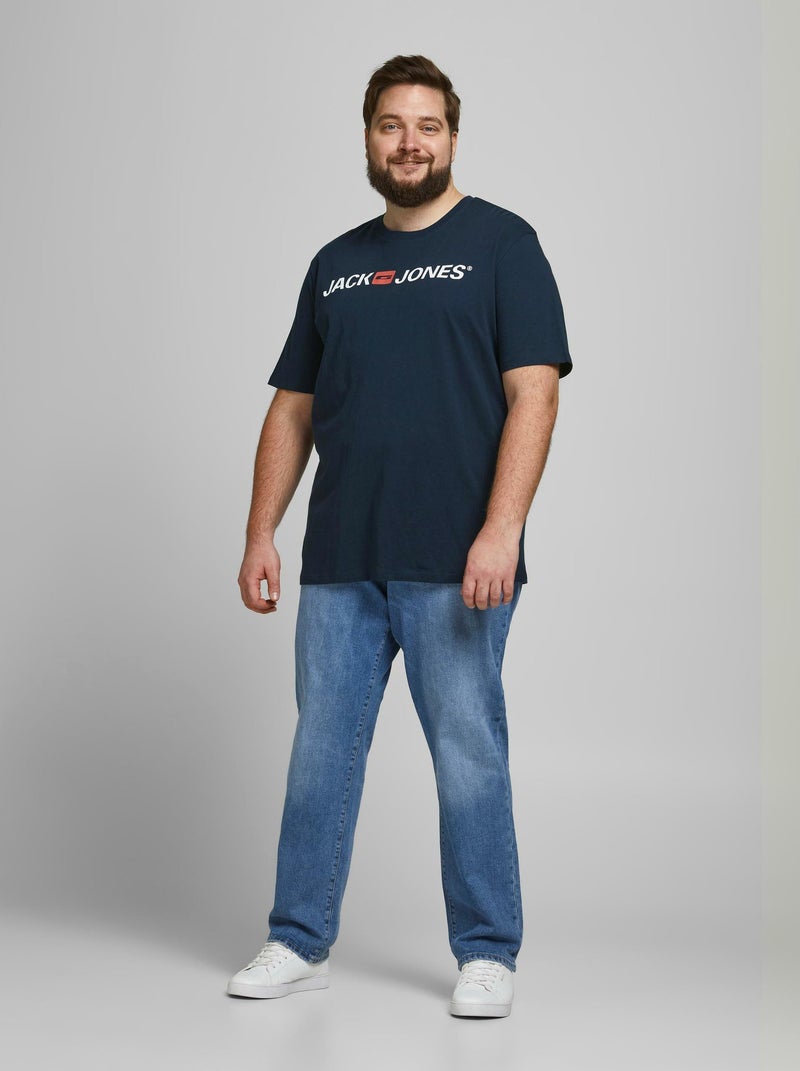 T-shirt Jack & Jones Col Ras-du-cou Ecorp Logo Bleu - Kiabi