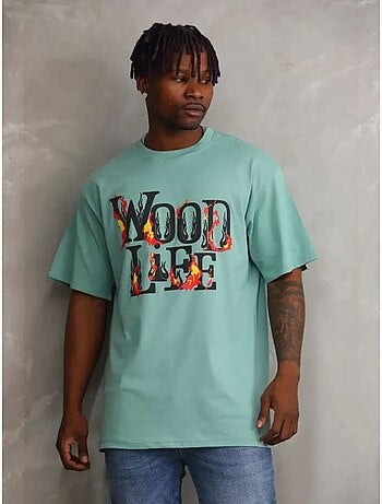 T-shirt janes oversize à manches longues et col rond avec imprimé au dos
