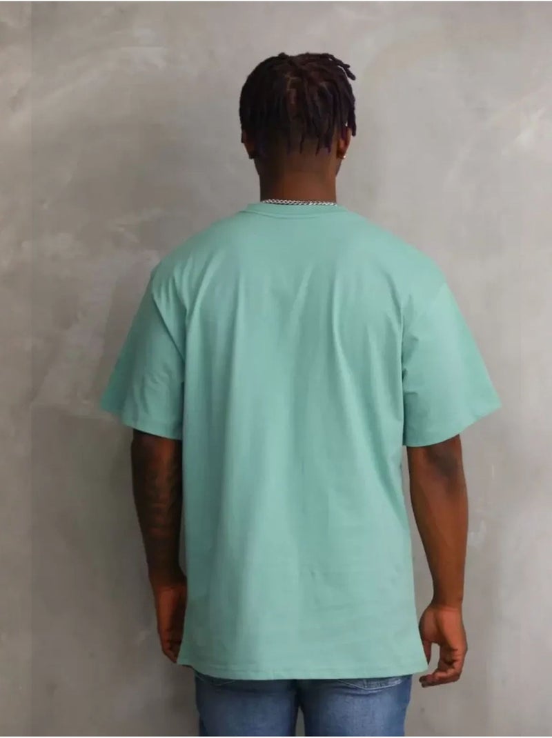 T-shirt janes oversize à manches longues et col rond avec imprimé au dos Vert menthe - Kiabi