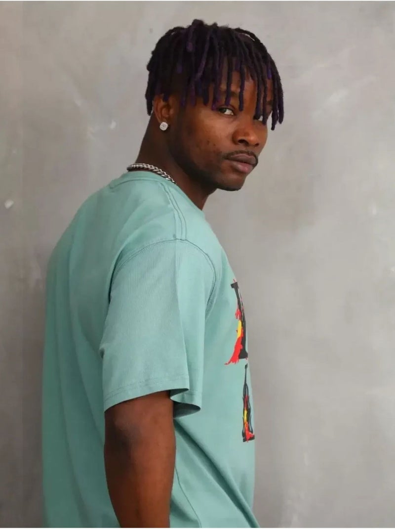T-shirt janes oversize à manches longues et col rond avec imprimé au dos Vert menthe - Kiabi