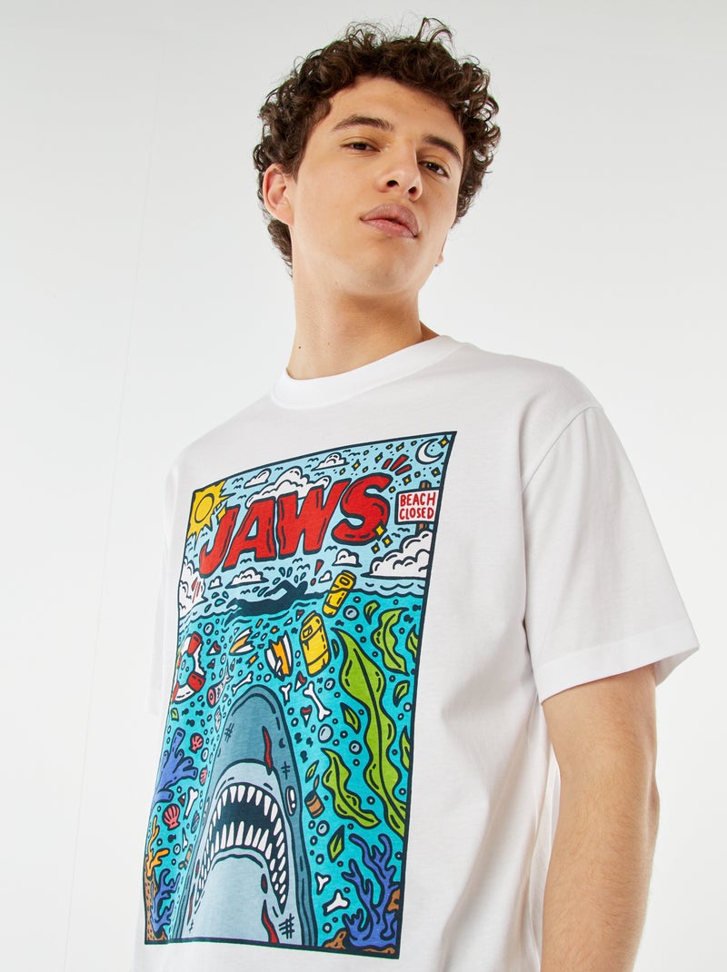 T-shirt 'Jaws' 'Les dents de la mer' manches courtes Blanc - Kiabi