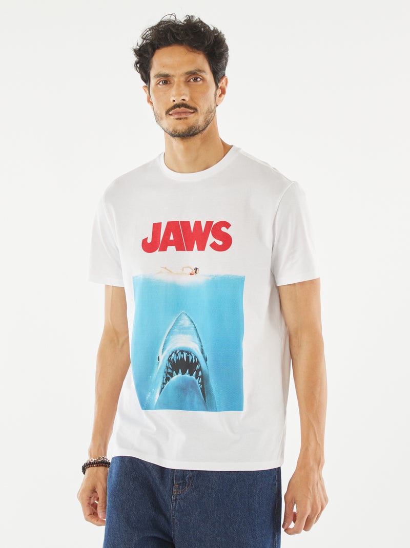 T-shirt 'Jaws' 'les dents de la mer' manches courtes BLANC - Kiabi