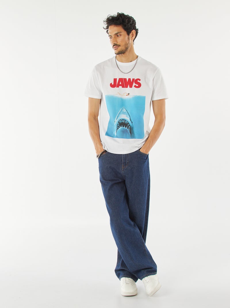 T-shirt 'Jaws' 'les dents de la mer' manches courtes BLANC - Kiabi