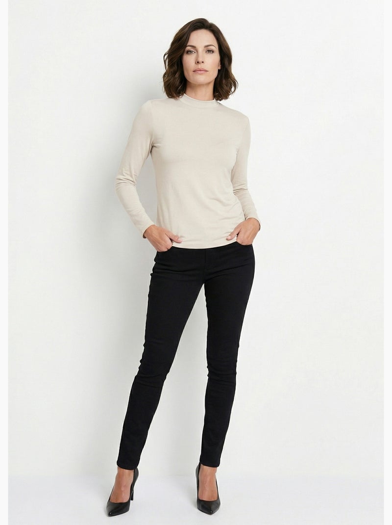 T-shirt jersey col montant type sous pull - afibel Ecru - Kiabi