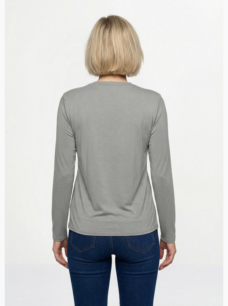T-shirt jersey col montant type sous pull - afibel Gris chiné - Kiabi
