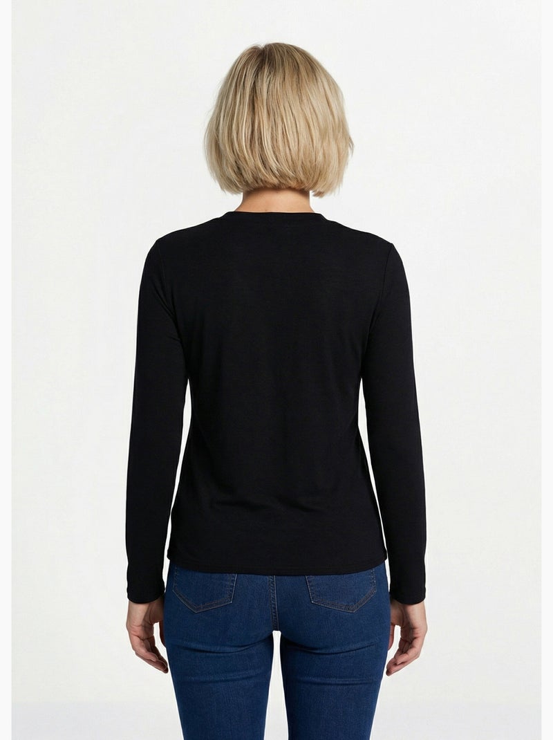 T-shirt jersey col montant type sous pull - afibel Noir - Kiabi
