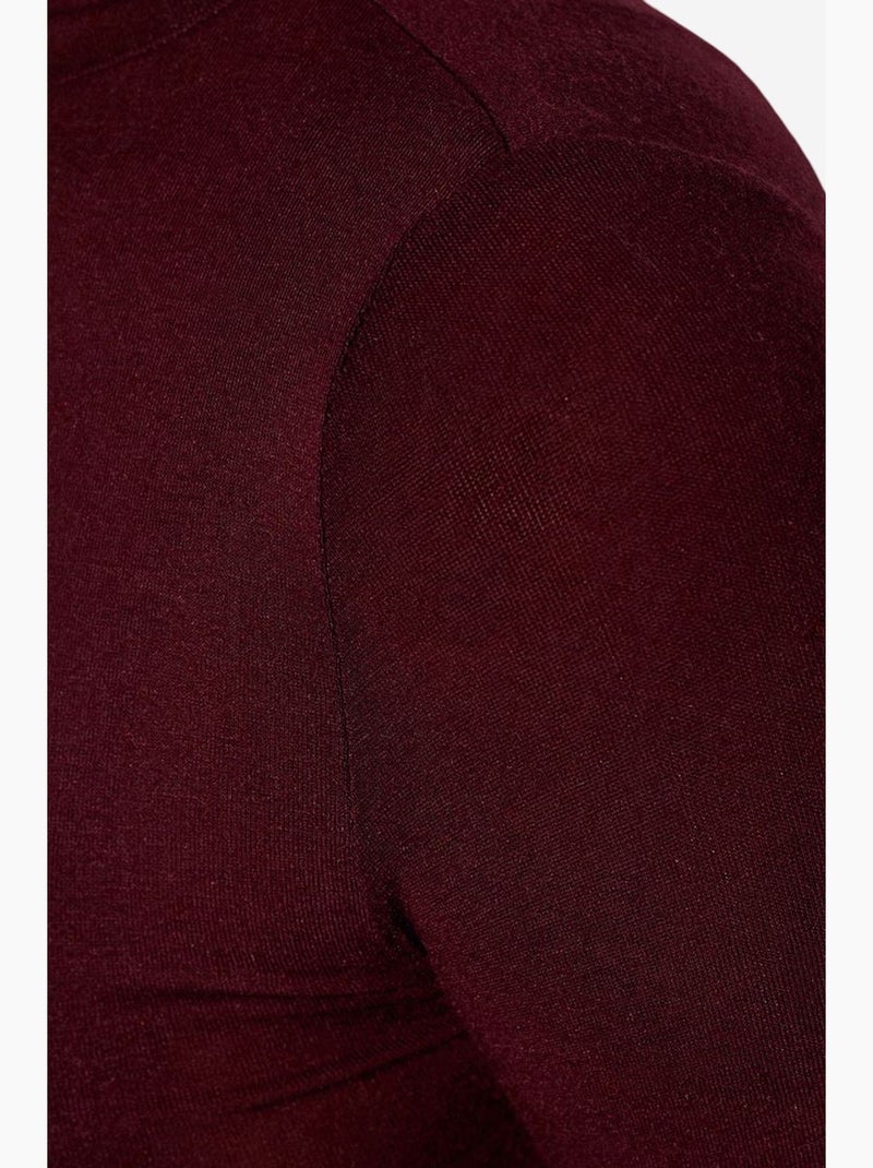 T-shirt jersey col roulé manches longues dilvin Rouge bordeaux - Kiabi