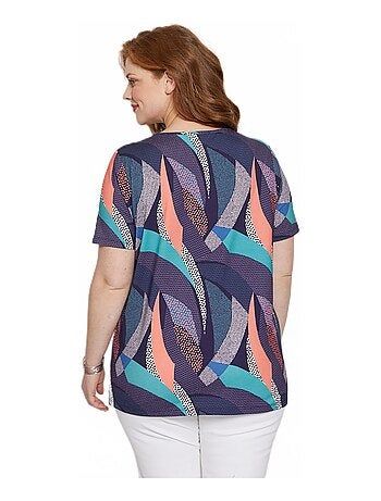 T-shirt jersey col V avec galon irisé