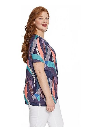 T-shirt jersey col V avec galon irisé