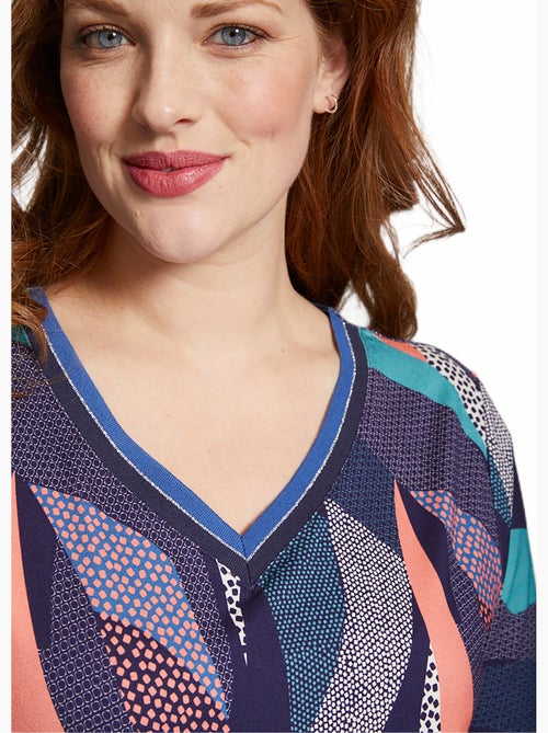 T-shirt jersey col V avec galon irisé - Kiabi