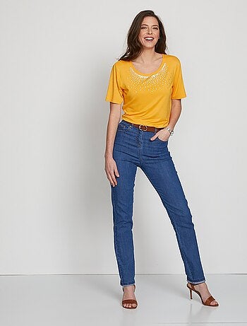 T-shirt jersey fantaisie clouté strass