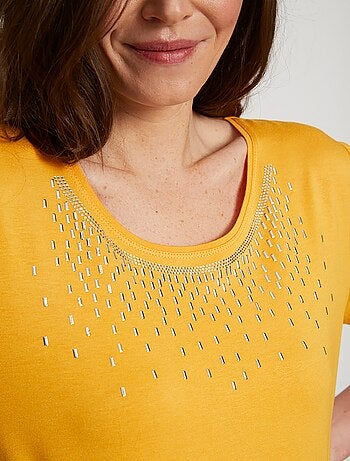 T-shirt jersey fantaisie clouté strass