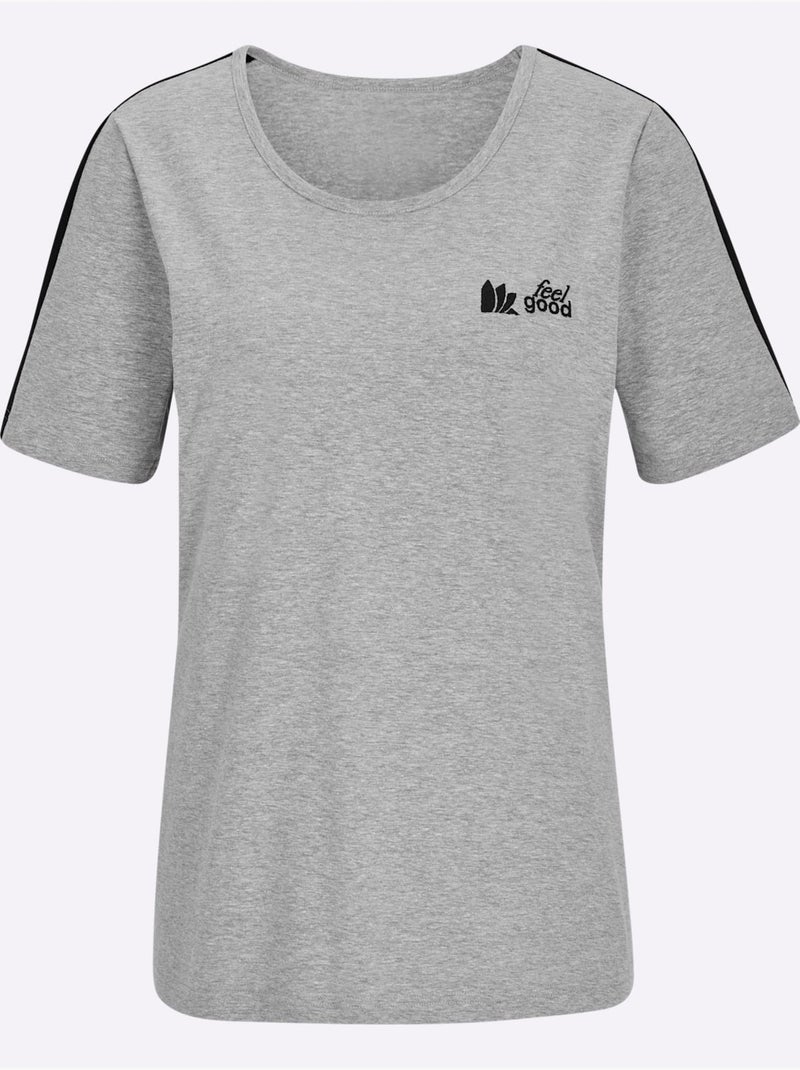 T-shirt Jersey Fin - Taille Standard - Witt Gris Noir - Kiabi