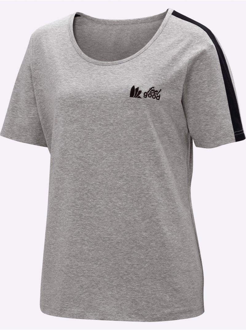 T-shirt Jersey Fin - Taille Standard - Witt Gris Noir - Kiabi