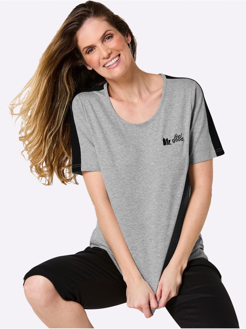 T-shirt Jersey Fin - Taille Standard - Witt Gris Noir - Kiabi