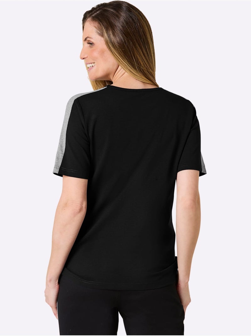 T-shirt Jersey Fin - Taille Standard - Witt Noir Gris - Kiabi