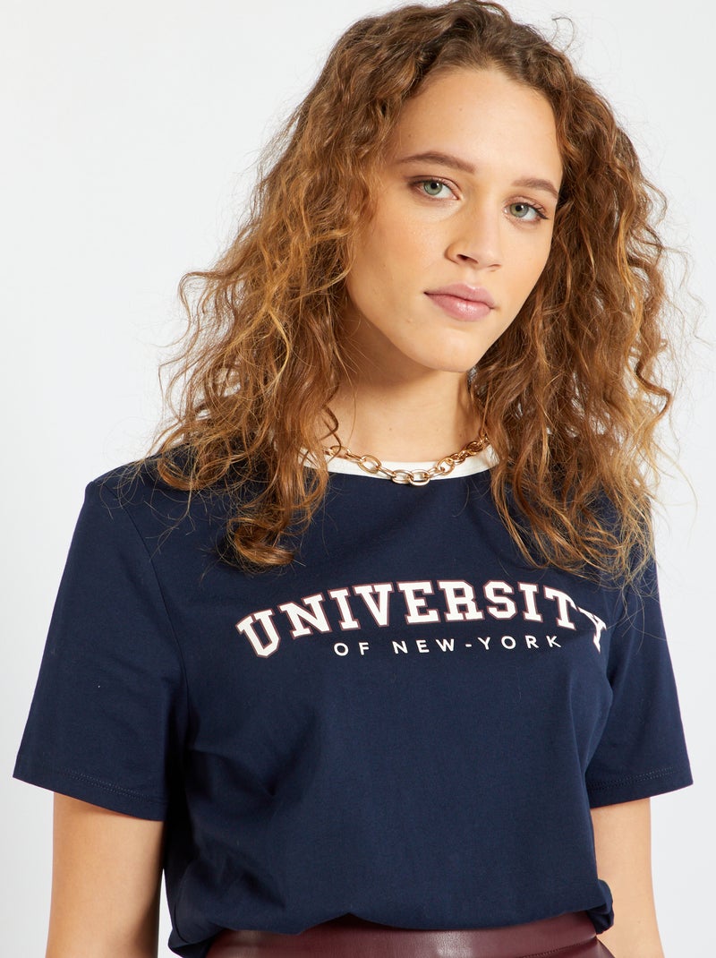 T-shirt jersey imprimé bleu - Kiabi