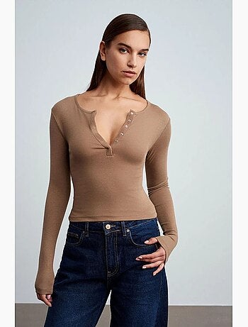 Blouse en jersey coupe ajustée à manches longues dilvin