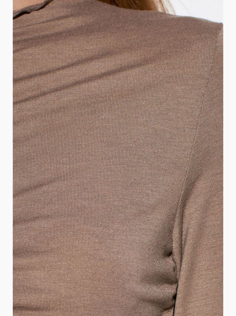 T-shirt jersey manches longues ajusté dilvin Camel - Kiabi