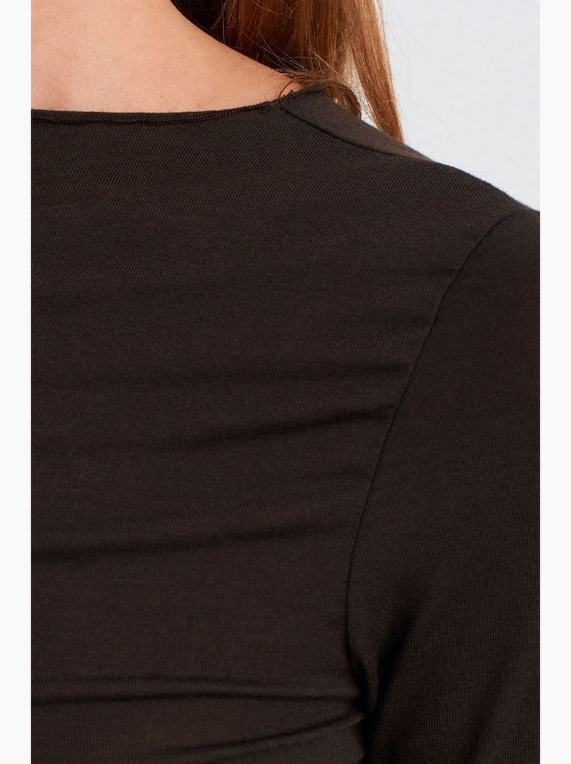 T-shirt jersey manches longues ajusté dilvin Marron chocolat - Kiabi