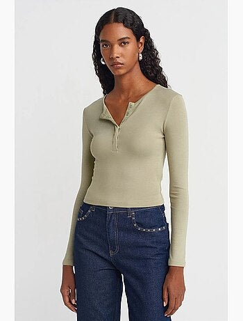 Blouse en jersey coupe ajustée à manches longues dilvin