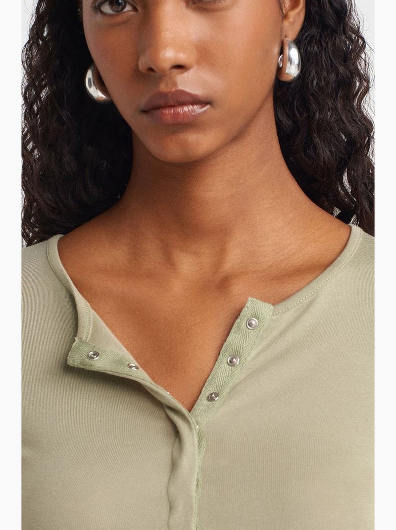 T-shirt jersey manches longues ajusté dilvin Vert - Kiabi