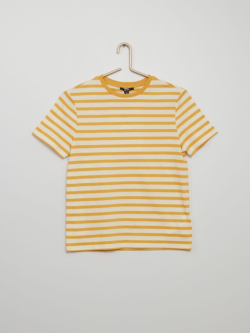 T-shirt jersey rayé jaune - Kiabi