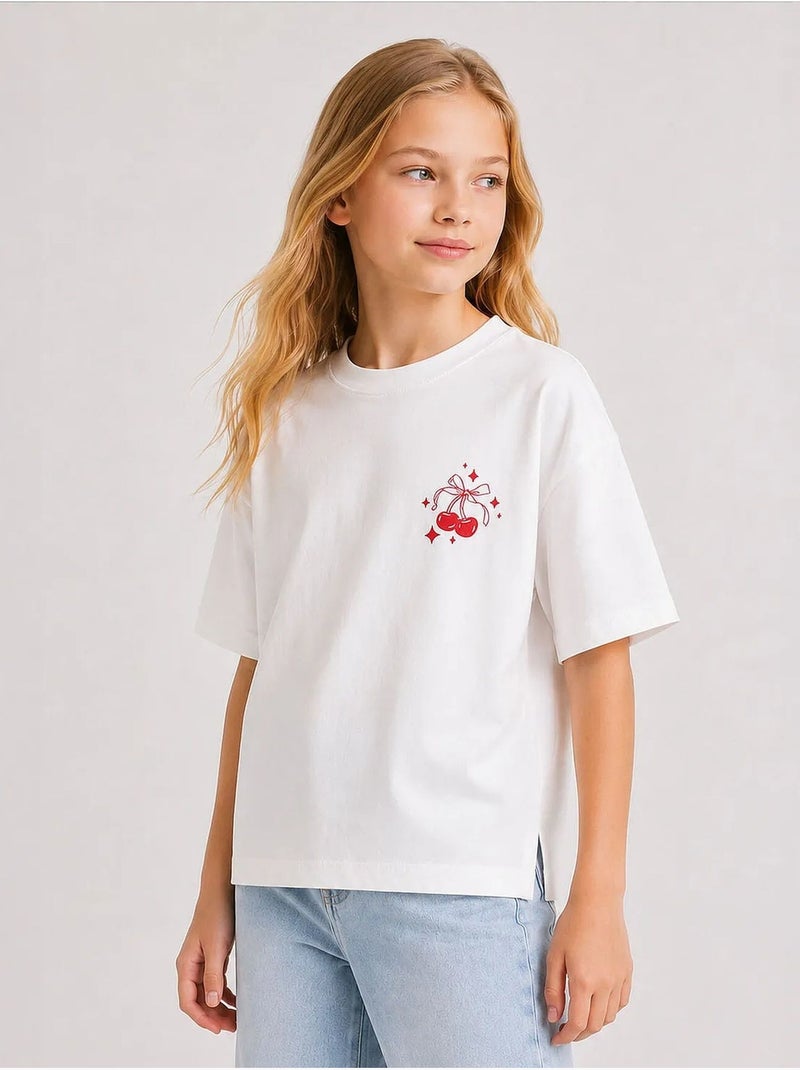T-shirt jeune en coton et élasthanne tommy Blanc - Kiabi