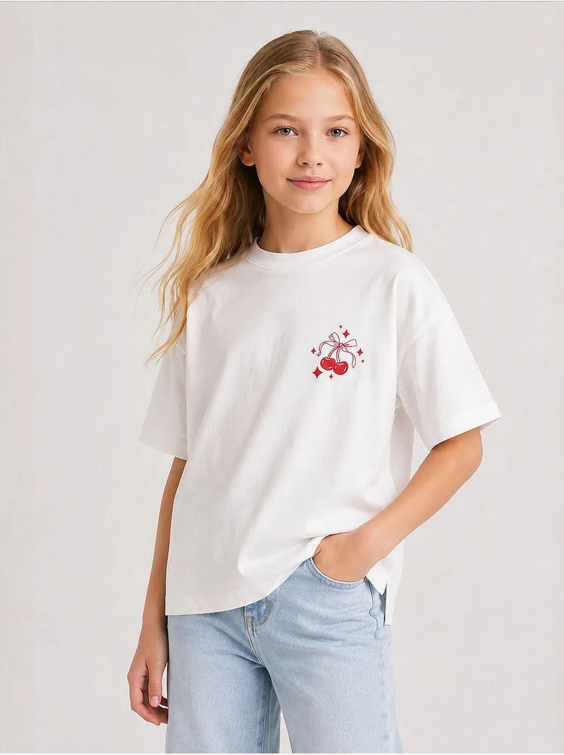 T-shirt jeune en coton et élasthanne tommy Blanc - Kiabi