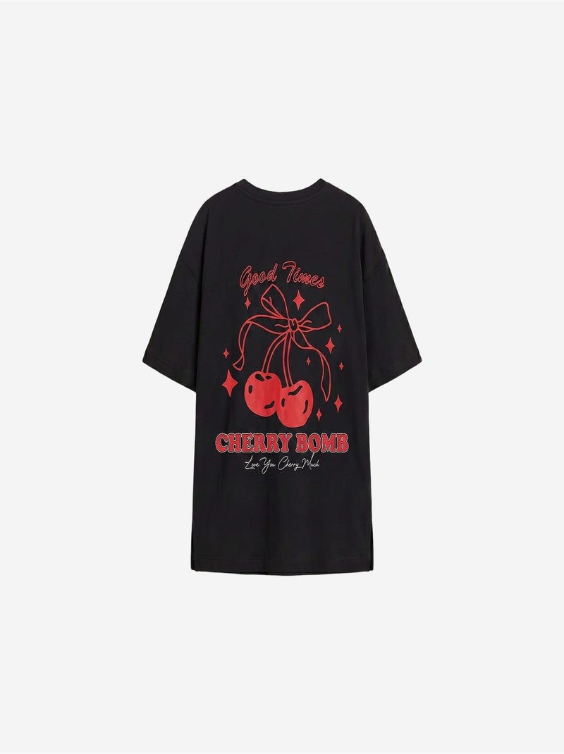 T-shirt jeune en coton et élasthanne tommy Noir - Kiabi