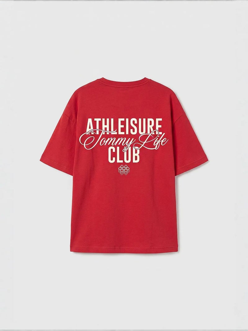 T-shirt jeunesse en coton et élasthanne tommy Rouge - Kiabi
