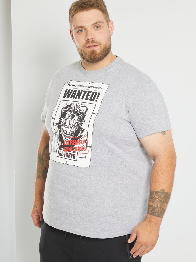 T-shirt 'Joker' 'DC Comics' gris chiné - Kiabi