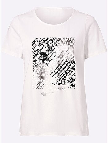 T-shirt Joli Imprimé Feuille Devant - Taille Standard - Helline