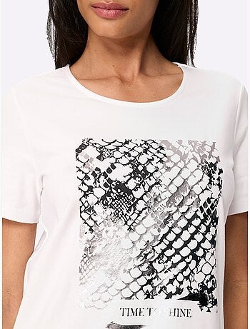 T-shirt Joli Imprimé Feuille Devant - Taille Standard - Helline
