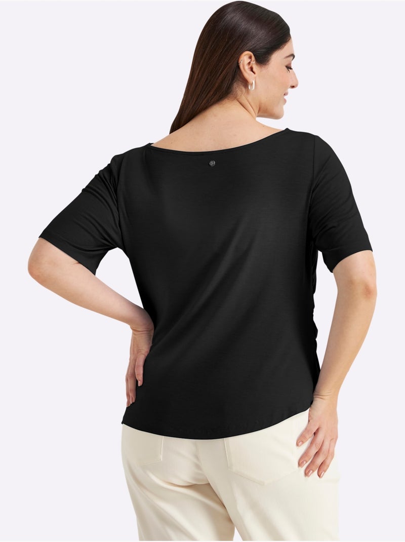 T-shirt Jolies Fronces - Taille Standard - Sheego Noir - Kiabi