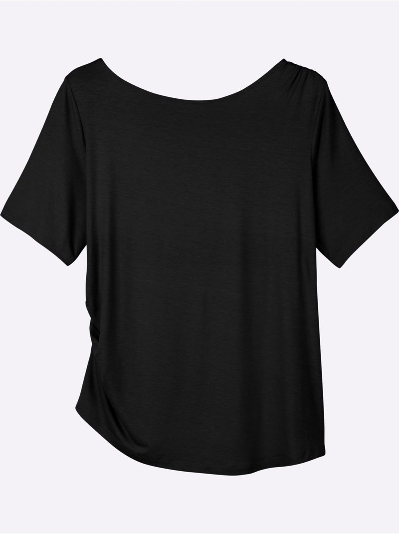 T-shirt Jolies Fronces - Taille Standard - Sheego Noir - Kiabi