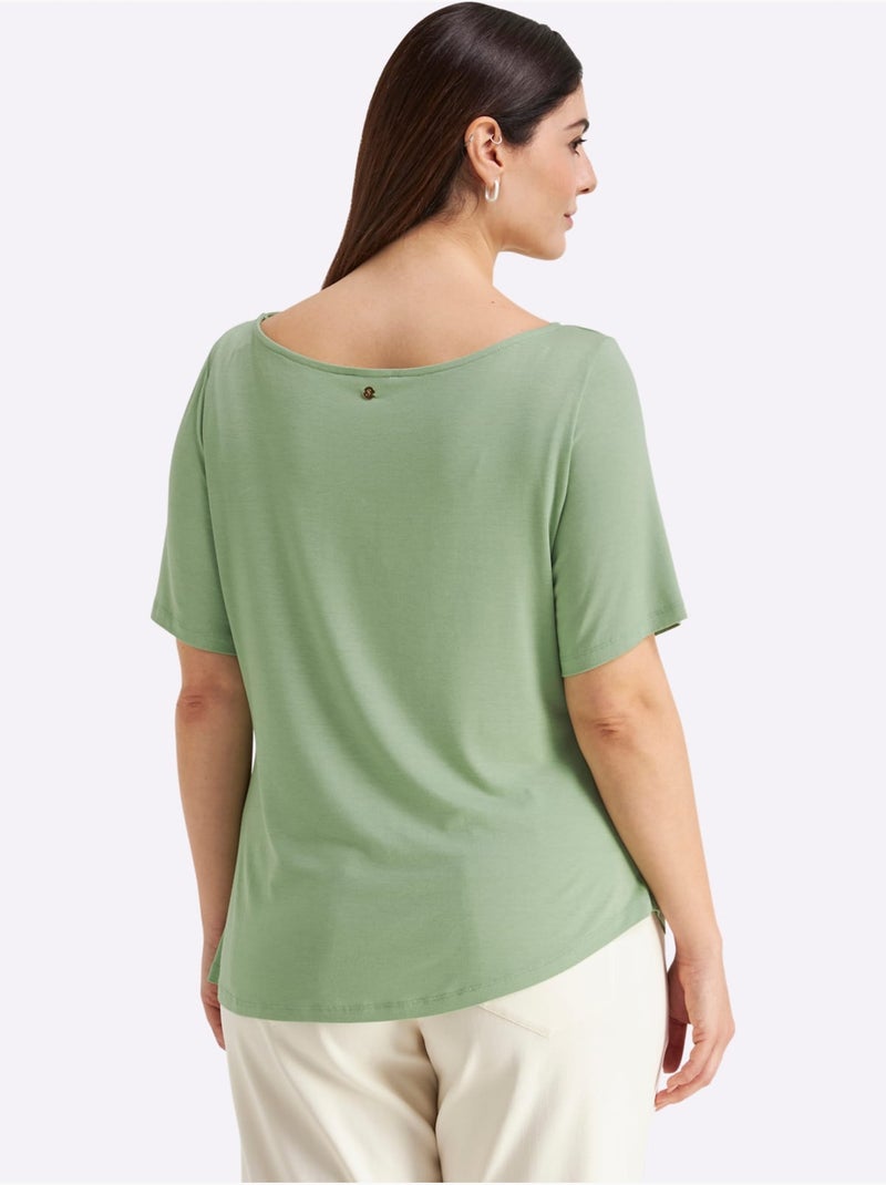 T-shirt Jolies Fronces - Taille Standard - Sheego Vert eucalyptus - Kiabi