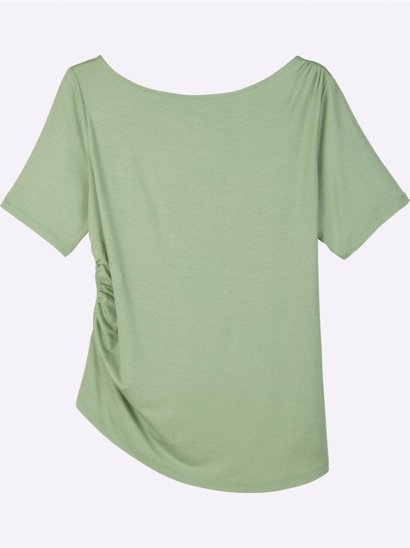 T-shirt Jolies Fronces - Taille Standard - Sheego Vert eucalyptus - Kiabi