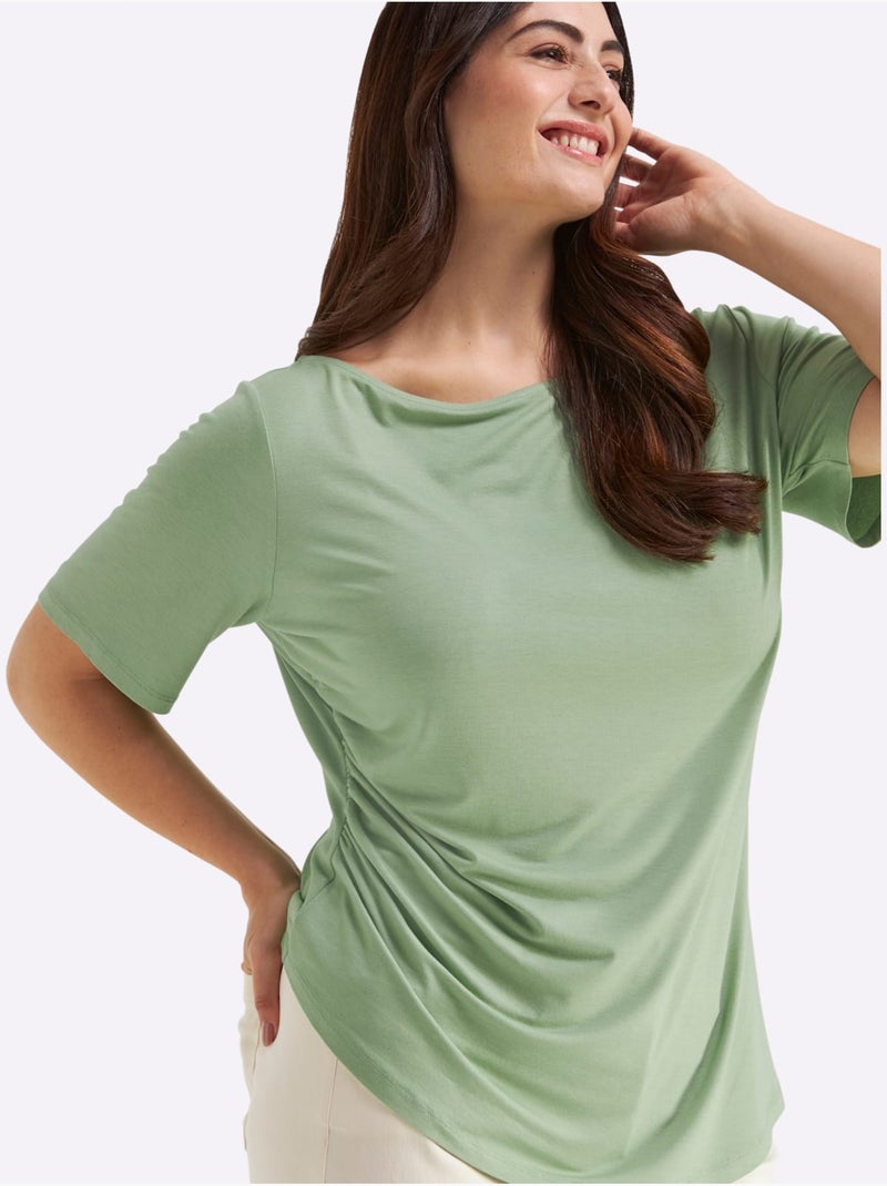 T-shirt Jolies Fronces - Taille Standard - Sheego Vert eucalyptus - Kiabi