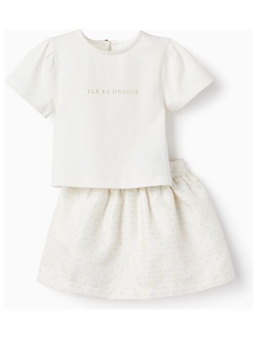 T-shirt + Jupe pour Bébé Fille 'Belle et Unique'  CÉRÉMONIE - Kiabi