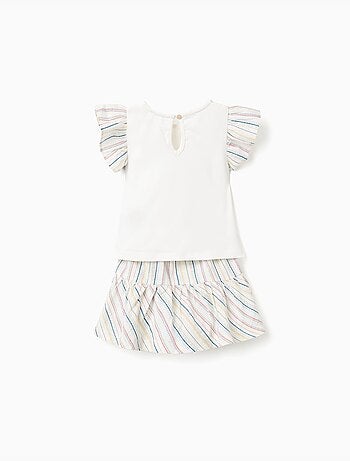 T-shirt + jupe-short en coton à rayures ethniques B&S