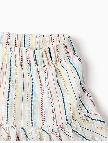 T-shirt + jupe-short en coton à rayures ethniques B&S